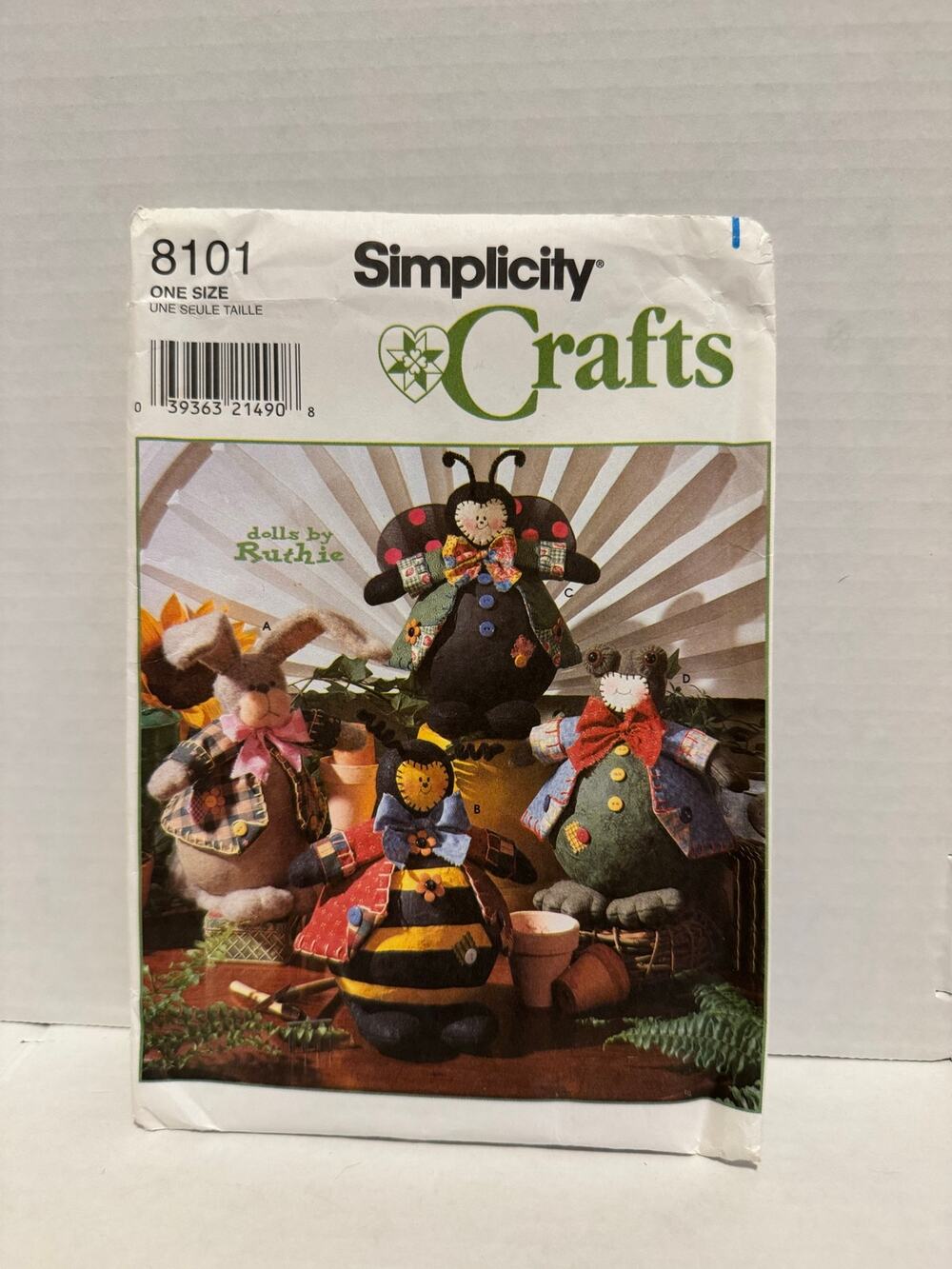 Vintage Simplicity 8101 Dolls by Ruthie Craft Pattern Bunny Bee Ladybug Frog